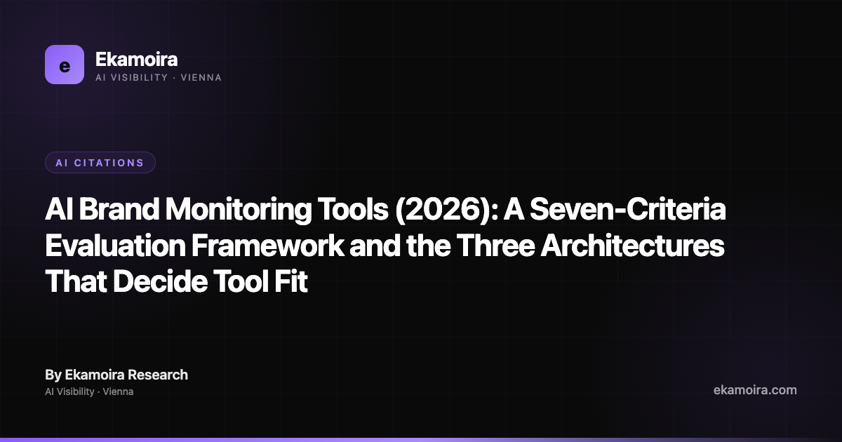 AI Brand Monitoring Tools (2026): A Seven-Criteria Evaluation Framework and the Three Architectures That Decide Tool Fit